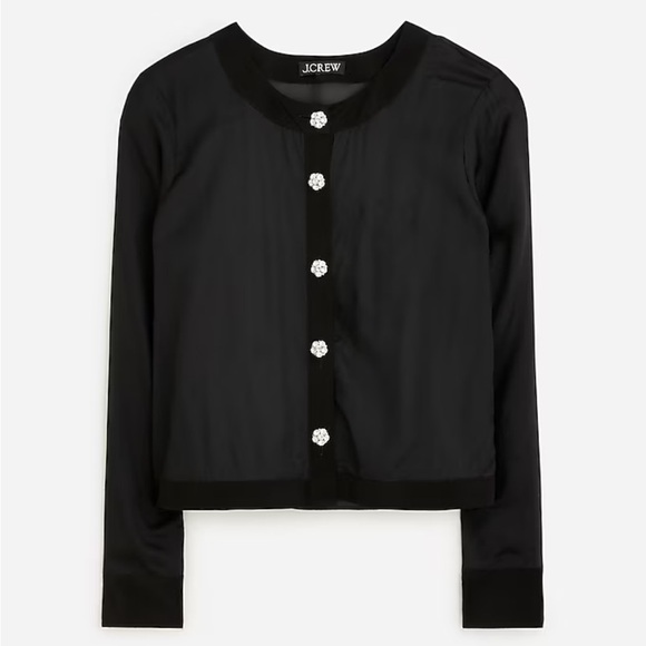 J. Crew Black Blouse with White Button Accents - Picture 13 of 13
